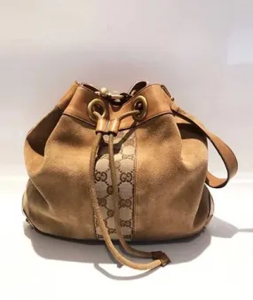 2000s GUCCI SUEDE LEATHER BUCKET BAG