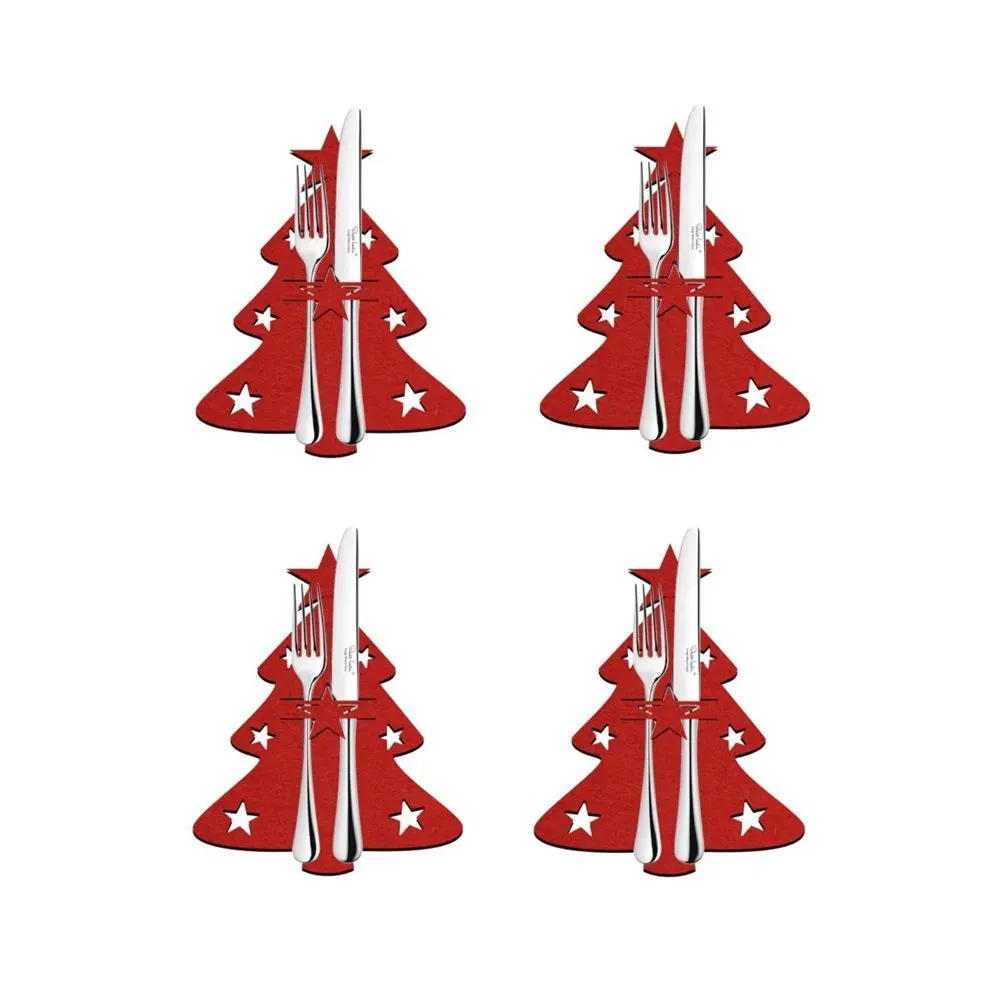 4pcs Christmas Tree Knife Fork Cutlery Holder Xmas Cutlery Bag Pocket Tableware Organizer Christmas Decoration For Home Table