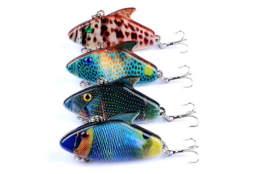 4x 5.5cm Colorful Vib Bait Fishing Lures, Salt/Freshwater