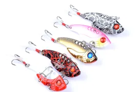 4x 5.5cm Vib Fishing Lures, Sharp Hooks, 3D Eyes