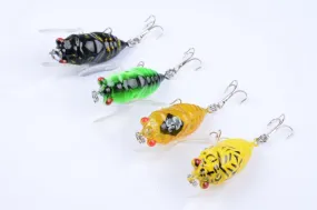 4x 5cm Surface Popper Lures Set, Sharp Hooks, Fresh/Saltwater