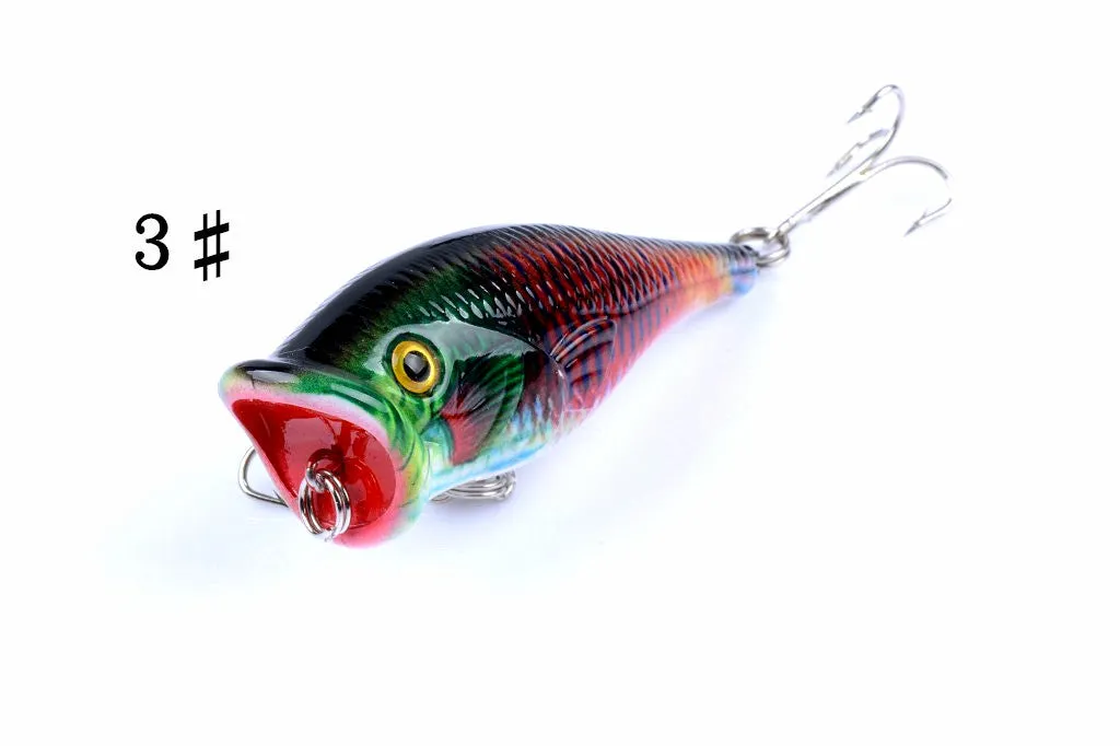 4X 6.5cm Topwater Popper Fishing Lures with 3D Eyes