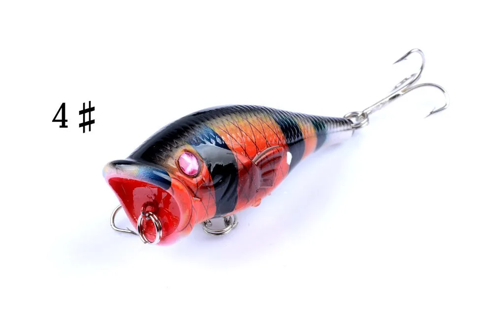 4X 6.5cm Topwater Popper Fishing Lures with 3D Eyes