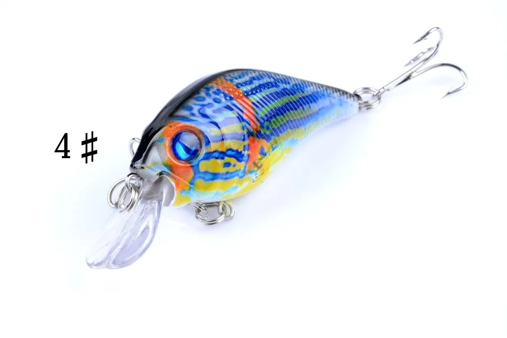 4x 7.5cm Floating Popper Crank Bait Lures, Sharp Hooks, ABS Body