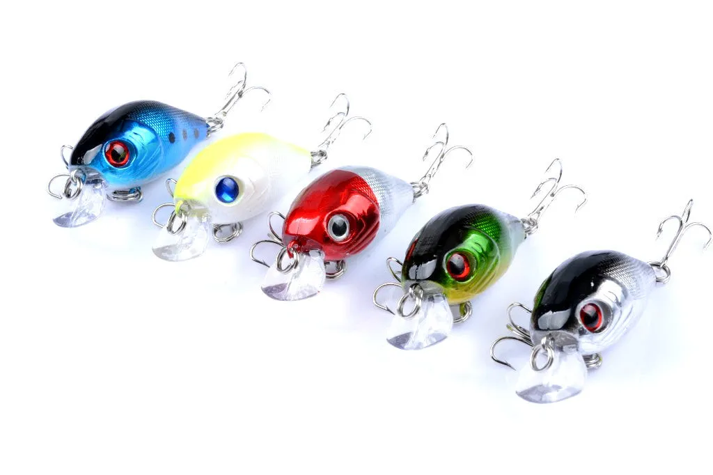 5x 5.5cm Popper Crank Bait Fishing Lure Lures Surface Tackle Saltwater