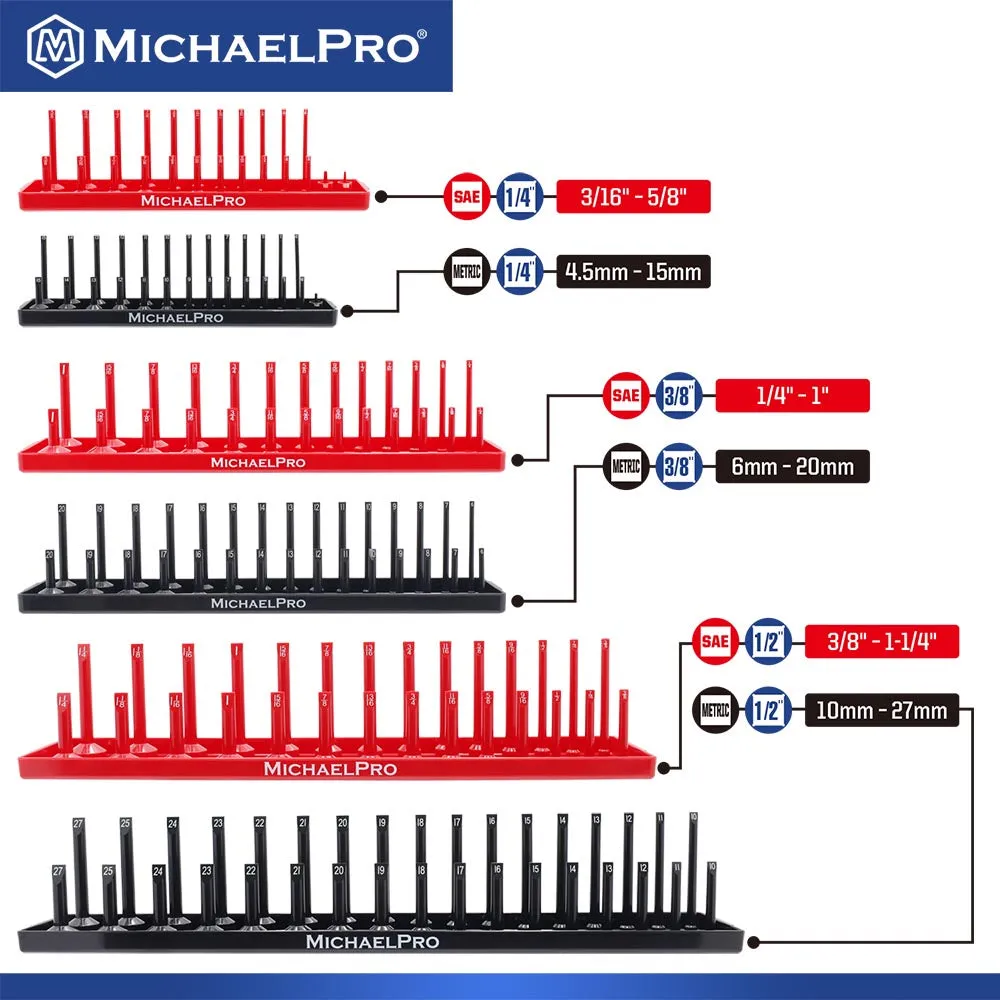 6-Piece Socket Tray for SAE and Metric Deep and Shallow Sockets (MP014037)