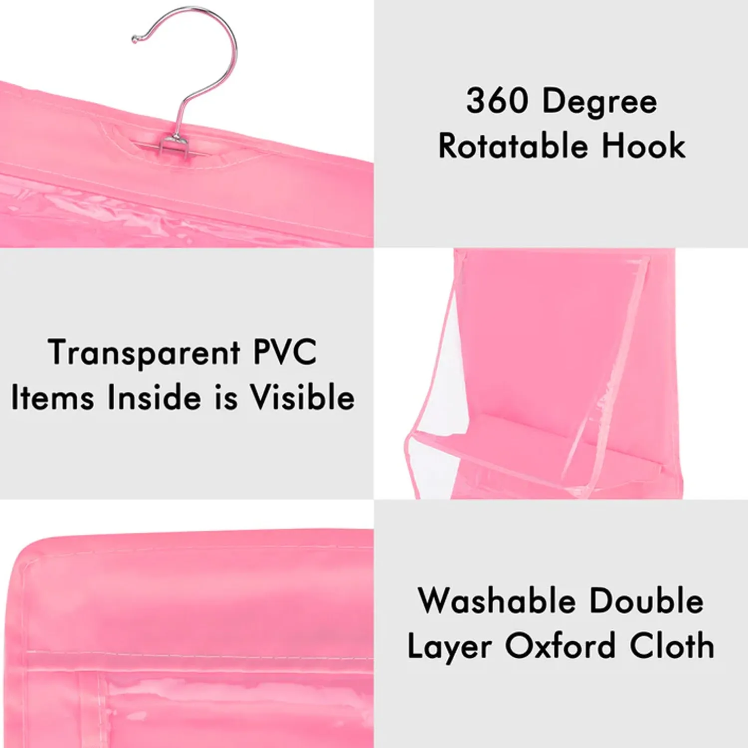 6 Pockets Hanging Purse Handbag Organizer Clear Hanging Shelf Bag (1 Pc)