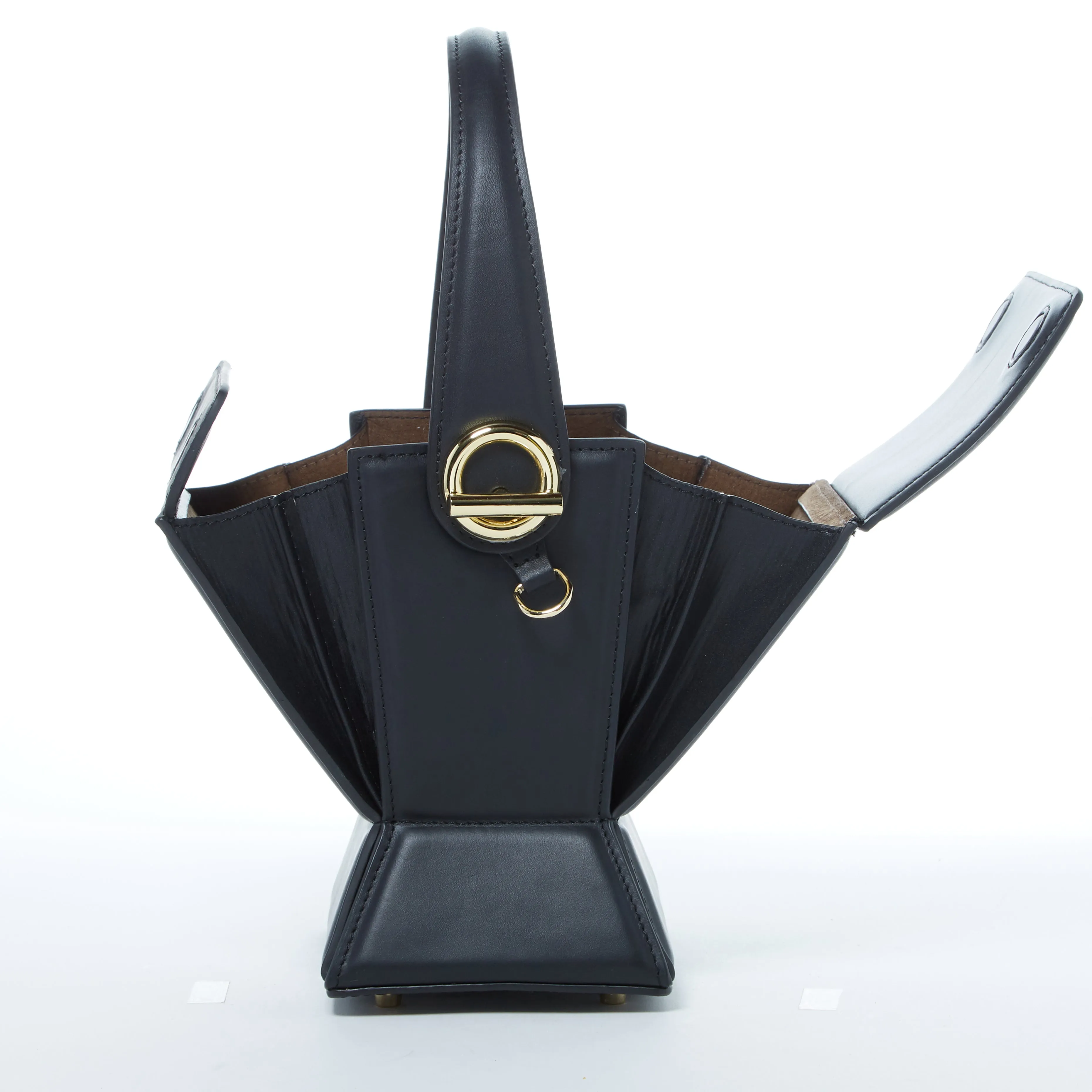 Amber Leather Bucket Purse Black