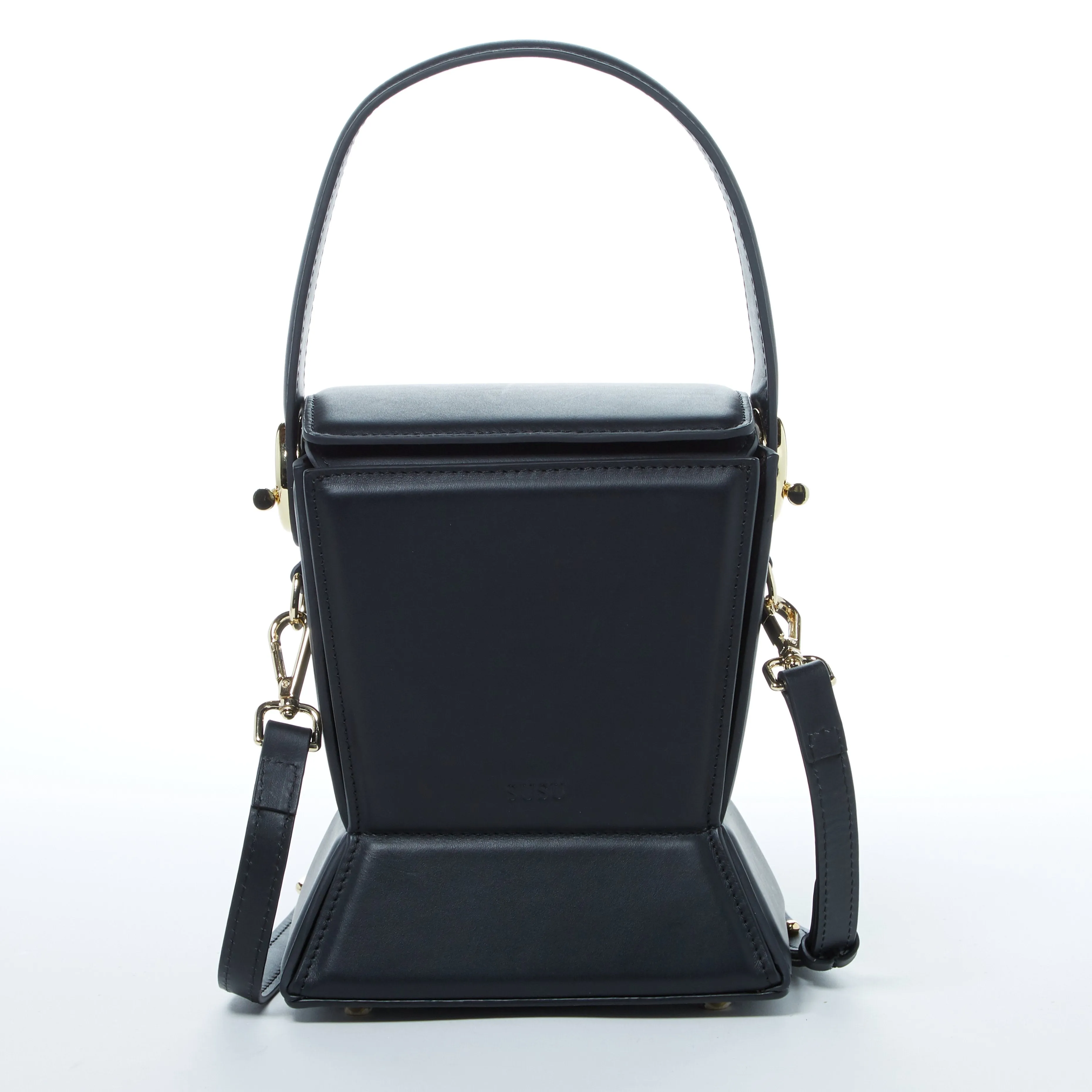 Amber Leather Bucket Purse Black