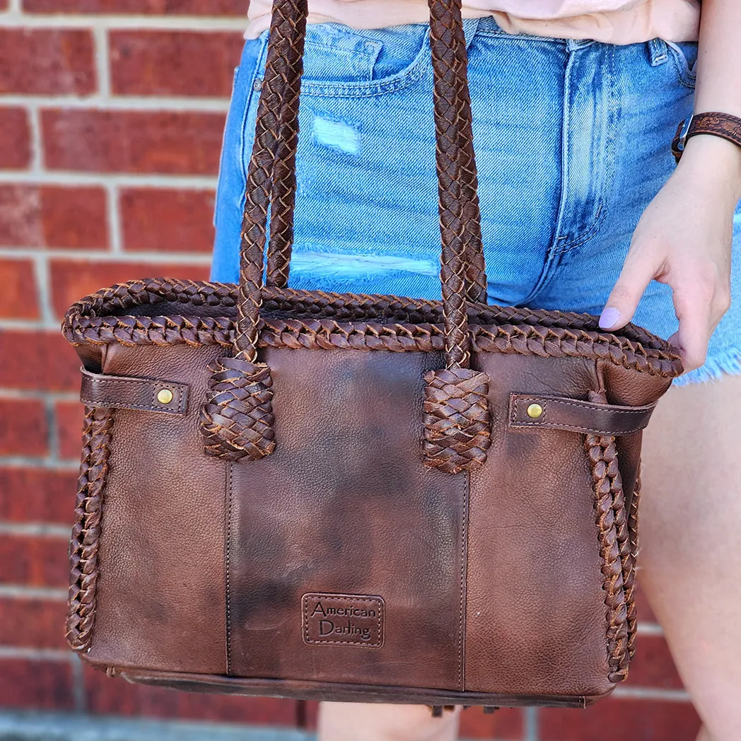 American Darling Braided Leather & Cowhide Bag