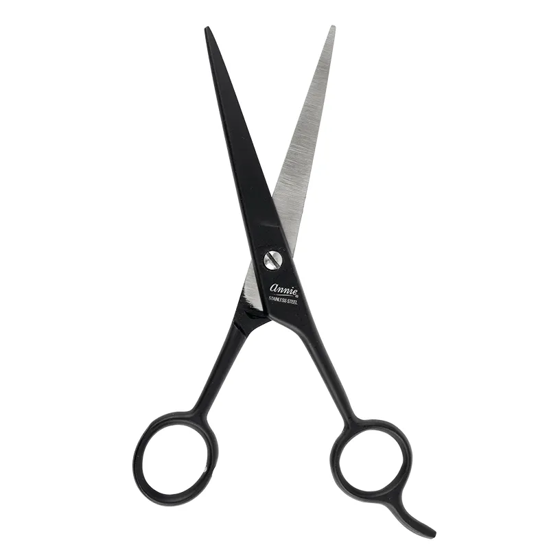 Annie 6 1/2" Premium Stainless Steel Straight Hair Shears - Black #5232