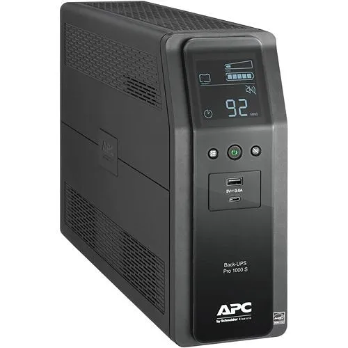 APC BR1000MS Pro 1000S Back-UPS, 1000VA, SineWave, 10-Outlets, 2-USB Charging Ports, AVR, LCD interface