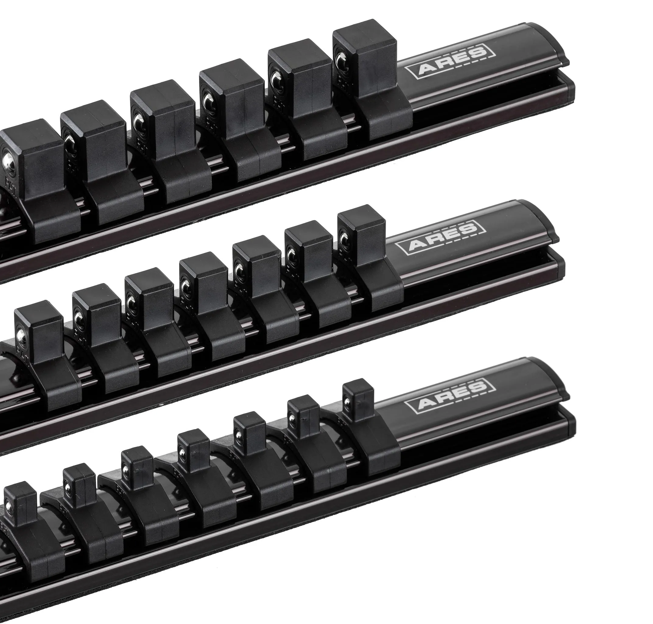 ARES 60053 - 3-Piece Black Magnetic Socket Organizer Set