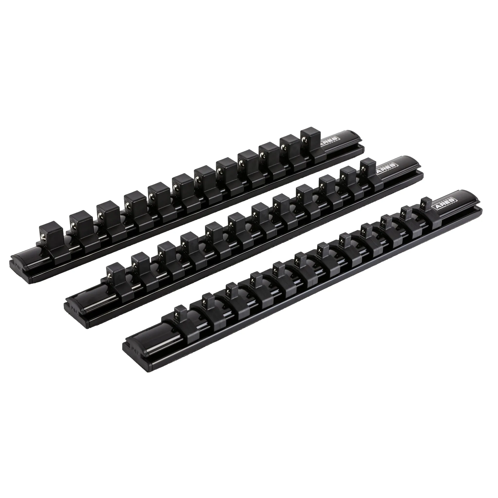 ARES 60053 - 3-Piece Black Magnetic Socket Organizer Set