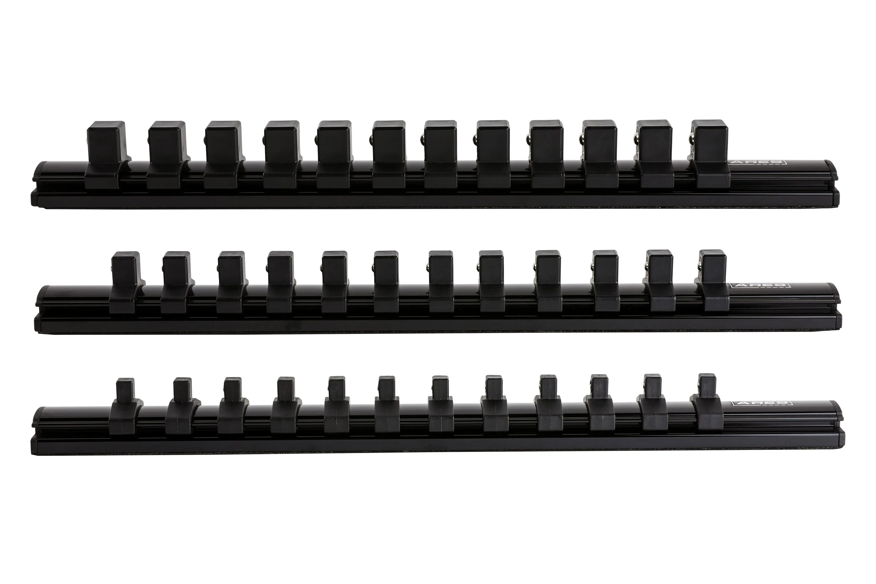 ARES 60053 - 3-Piece Black Magnetic Socket Organizer Set