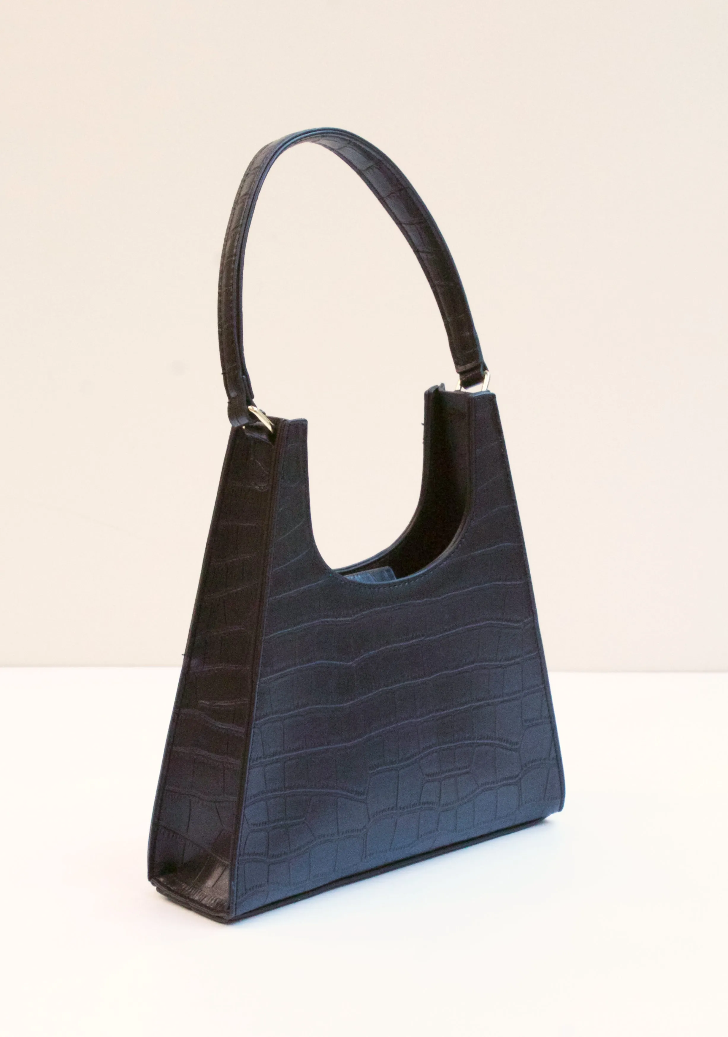 ARIES Black Faux Croc Bag