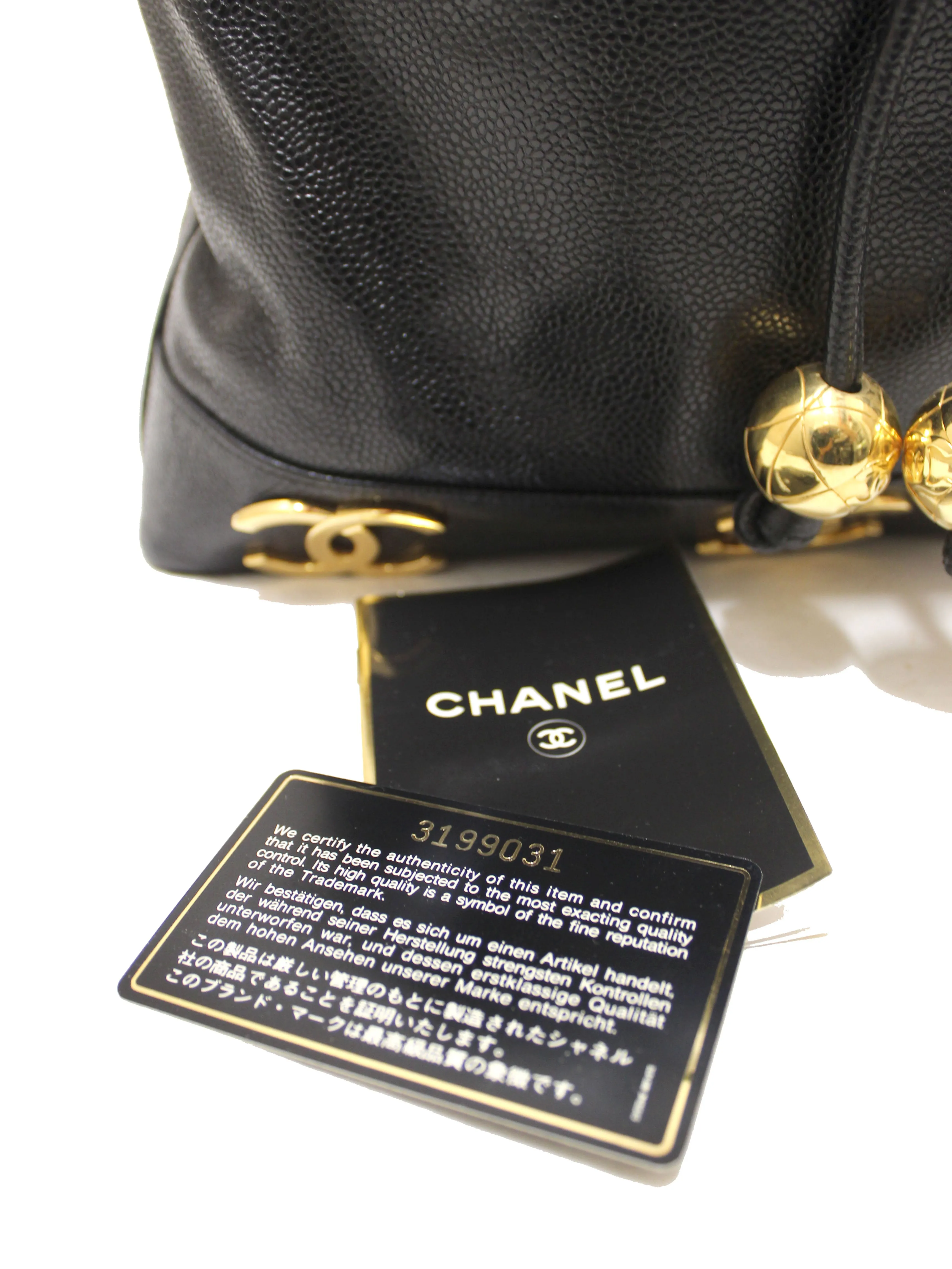 Authentic Chanel Black Caviar Drawstring Bucket Bag