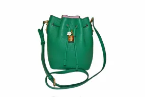 Authentic Dolce&Gabbana Green Claudia Small Bucket Crossbody Bag