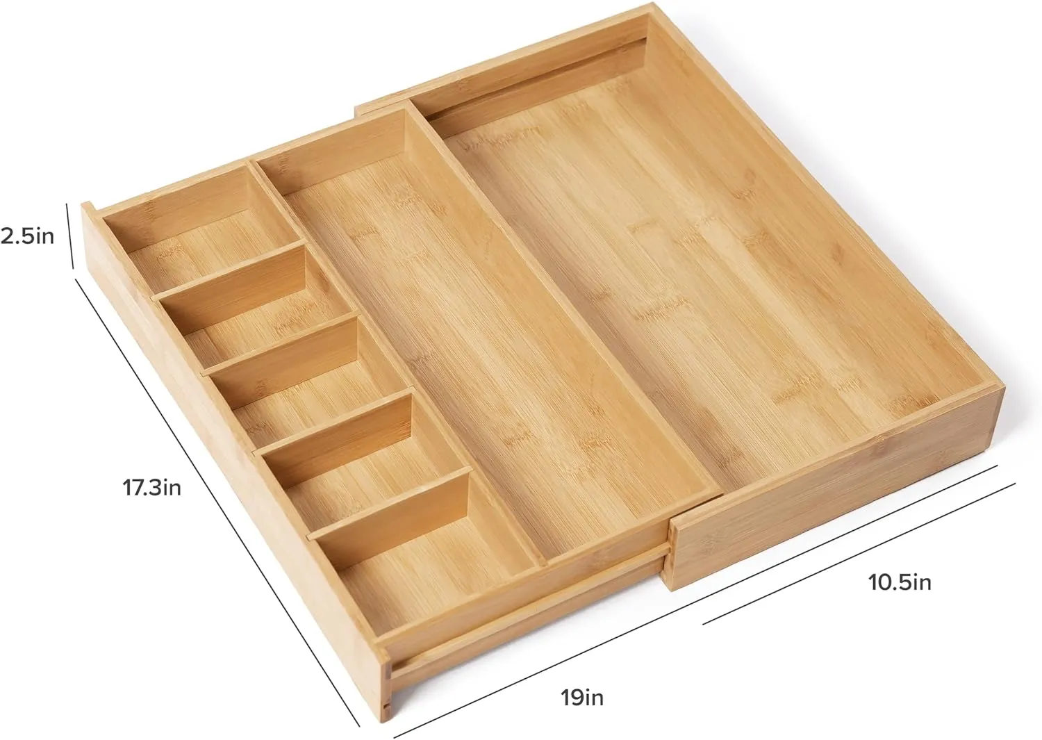 Bamboo Drawer Organizer for Utensils & Junk (Expands 10.5-19in)