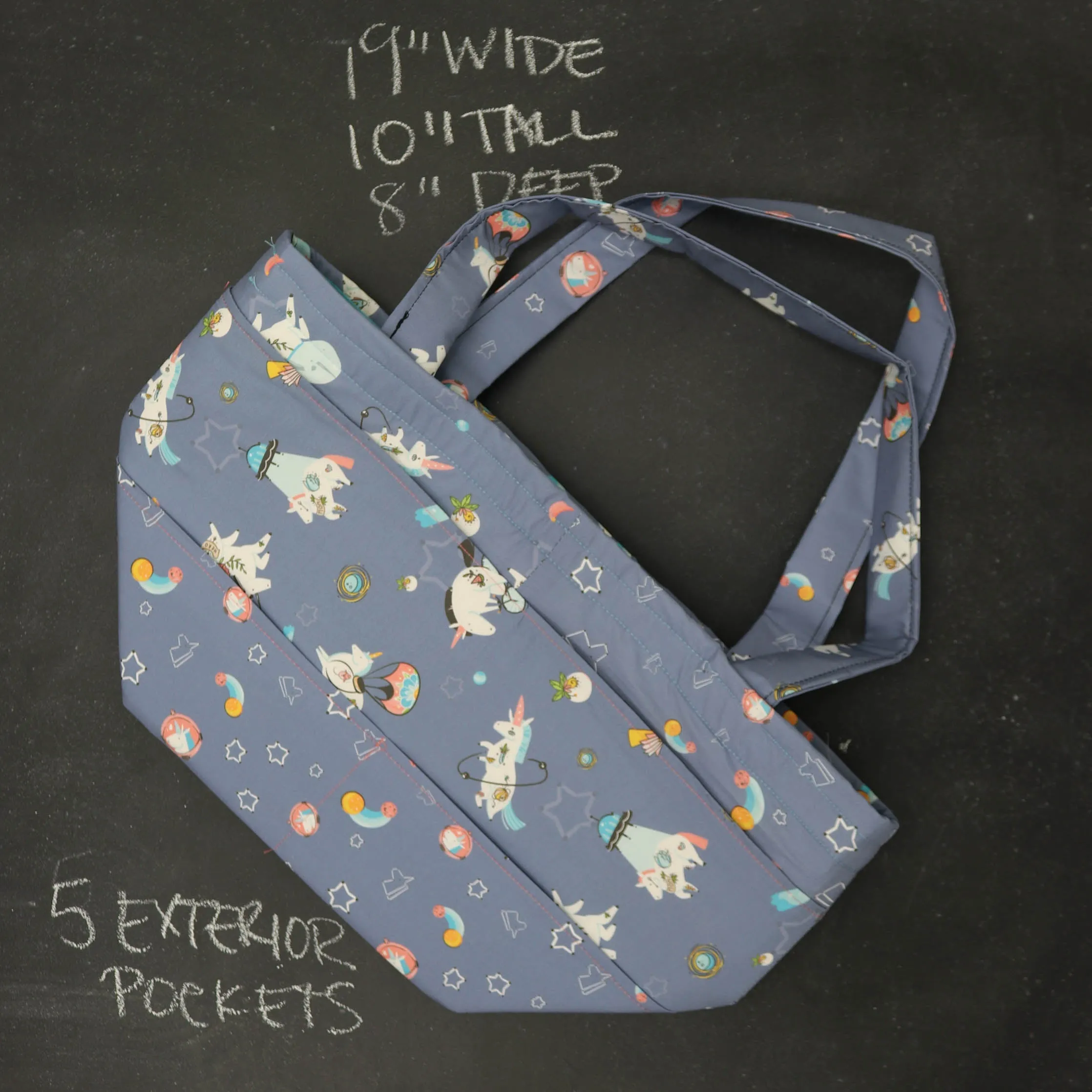 Barrel Tote Bag in Unicorns in Space