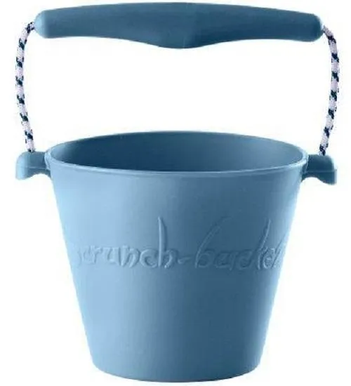 Beach Toy Set, Scrunch Bucket, Spade and Moulds, Light Blue