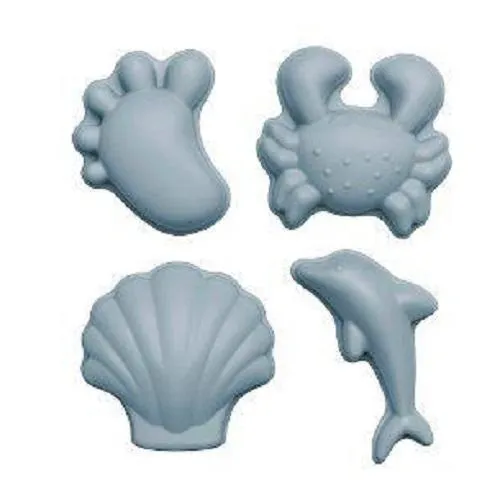 Beach Toy Set, Scrunch Bucket, Spade and Moulds, Light Blue