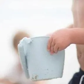 Beach Toy Set, Scrunch Bucket, Spade and Moulds, Light Blue