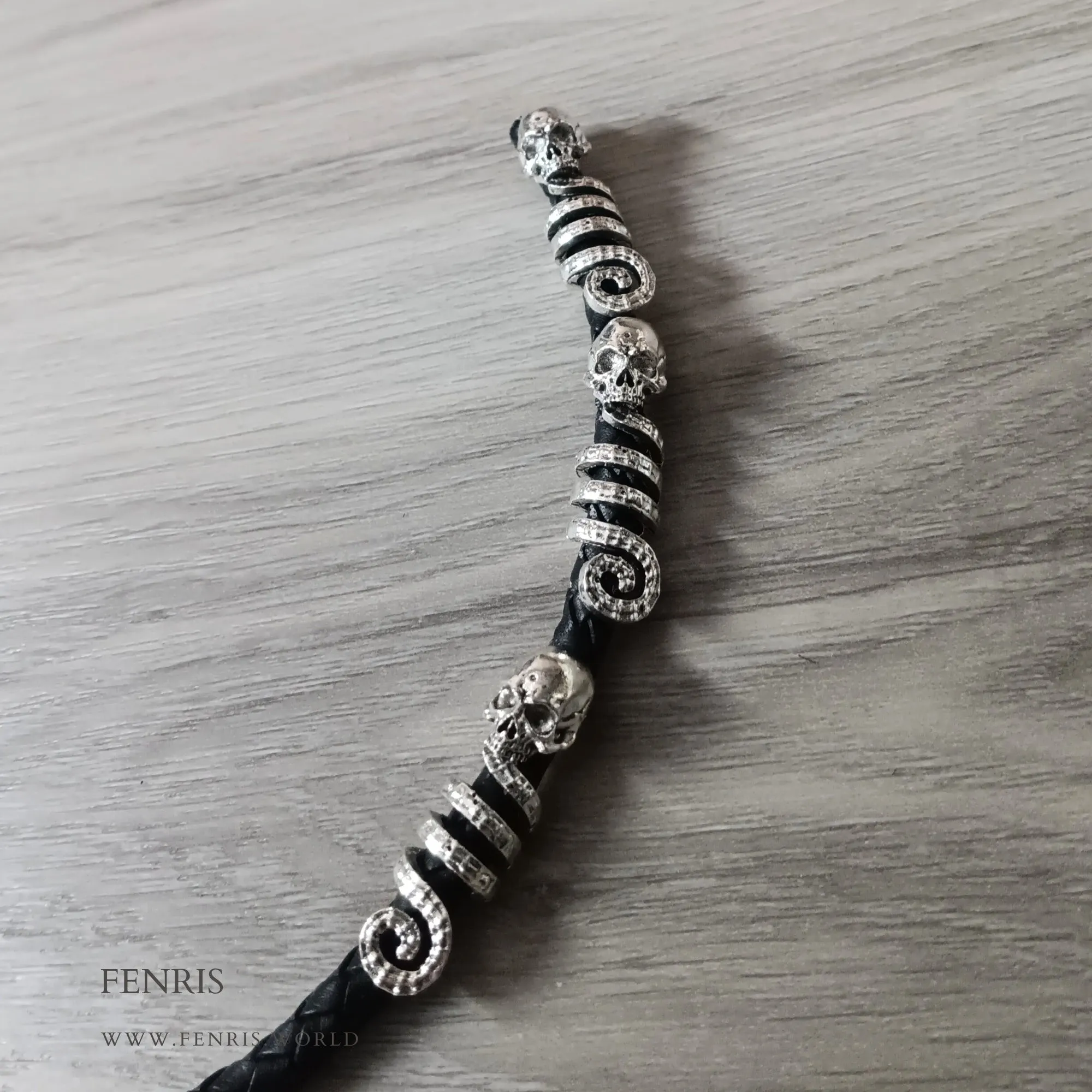 Beard Braid Beads Silver Spiral Skull Set of 3 | Fenris Jewelry