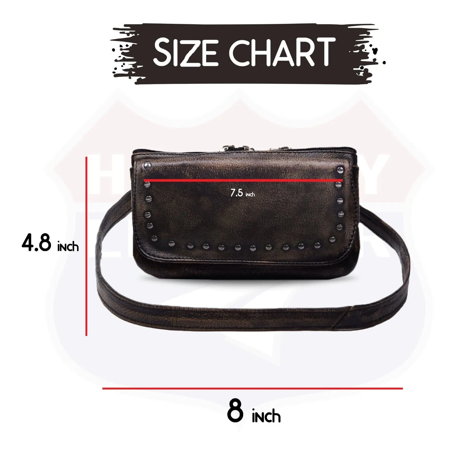 Beige HL80151BEIGE Leather HipClip Purse Bag Women Waist Fanny Pack Motorcycle Distressed BROWN