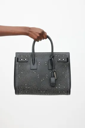 Black & Silver Leather Studded Sac De Jour Bag