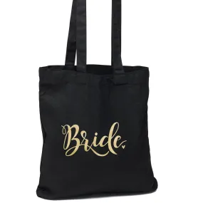 Black and Gold Bride Wedding Welcome Tote Bag