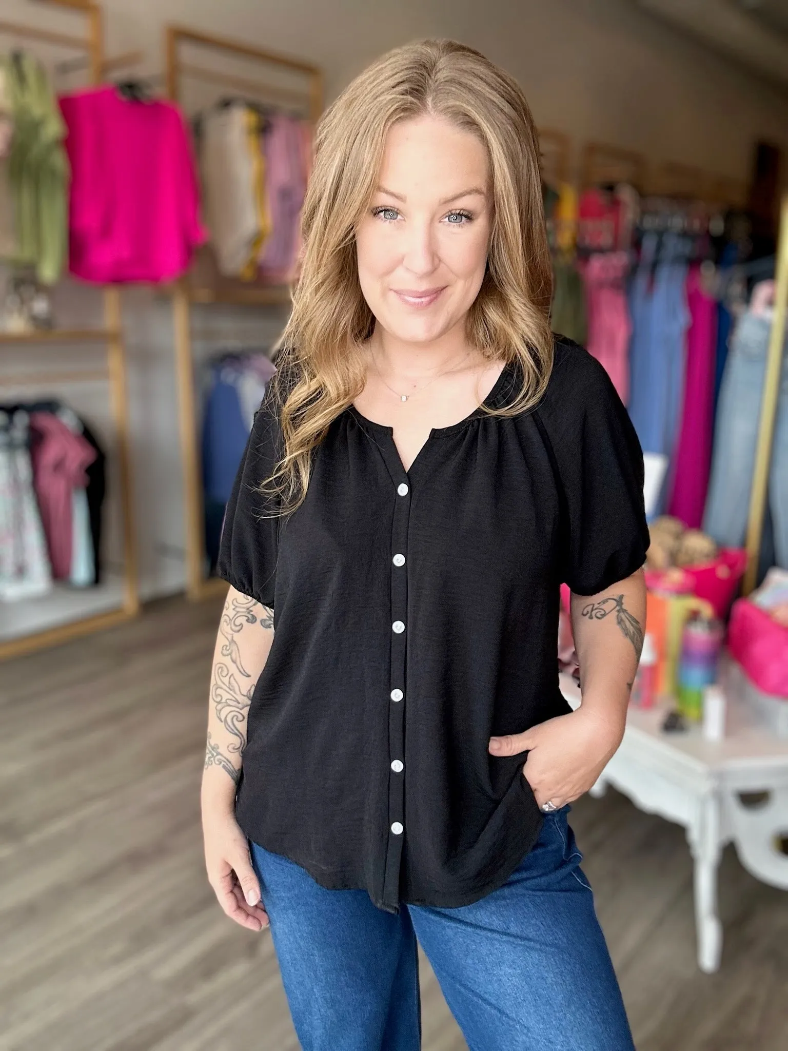 Black Button Up Blouse