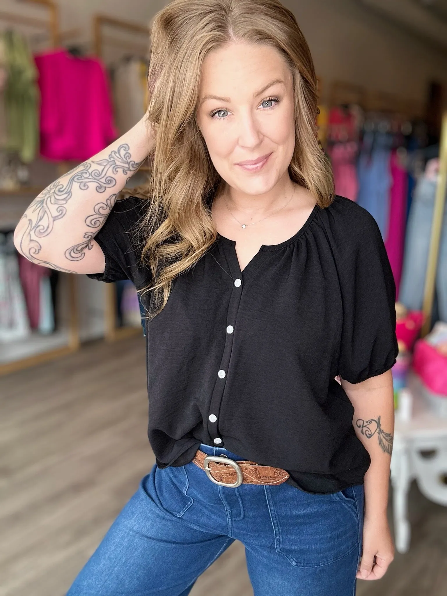 Black Button Up Blouse