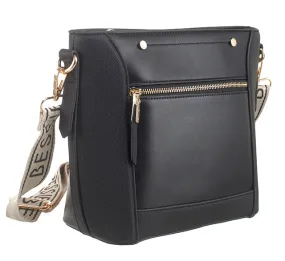 Black Guitar Strap Cross Body Bag - Bessie London