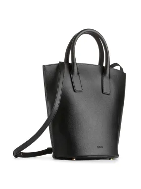 Black leather bucket bag