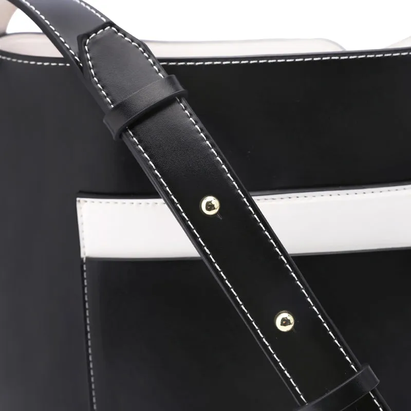 Black LEATHER WOMENs Bucket Purse SHOULDER BAG FOR WOMEN