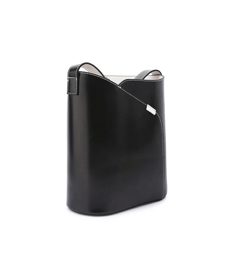 Black LEATHER WOMENs Bucket Purse SHOULDER BAG FOR WOMEN