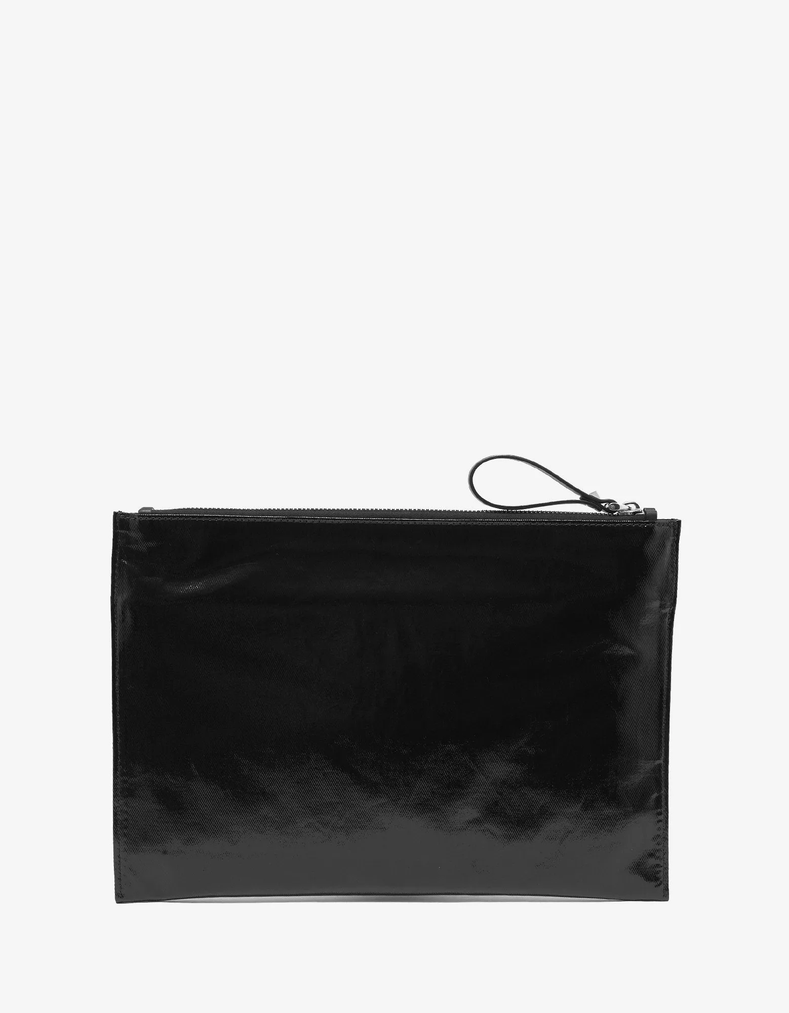 Black VLTN Gloss Canvas Clutch