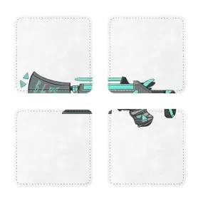 Blue Weapon Sublimation Coasters Pack of Four