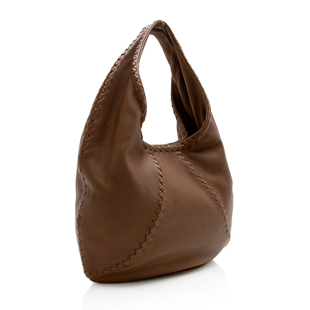 Bottega Veneta Cervo Leather Baseball Large Hobo (SHF-21575)