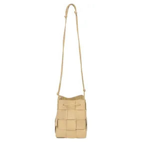 Bottega Veneta Small Cassette Cross Body Bucket Bag in Pastel Yellow Lambskin Leather