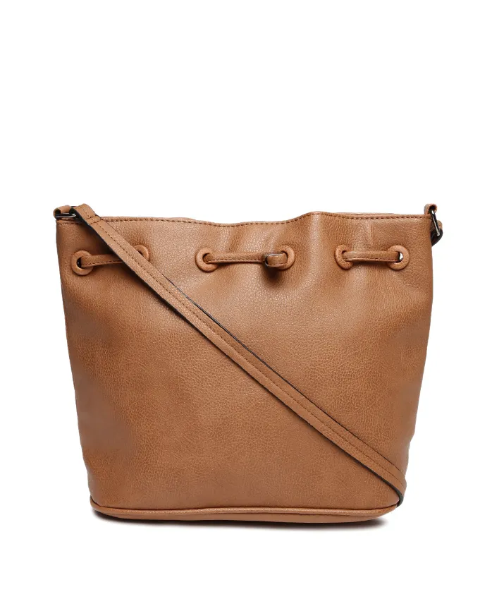 Brown Bucket Sling Bag