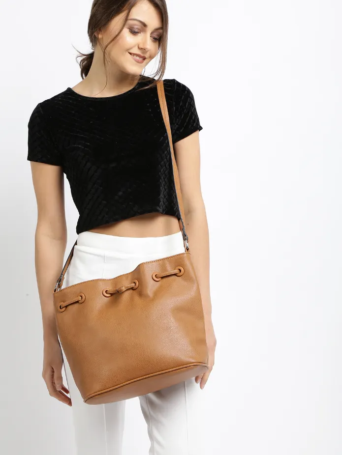 Brown Bucket Sling Bag