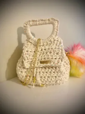 Bucket Mini Crossbody tote bag, Confetti, Kreations by V Luxury Crochet Handbag