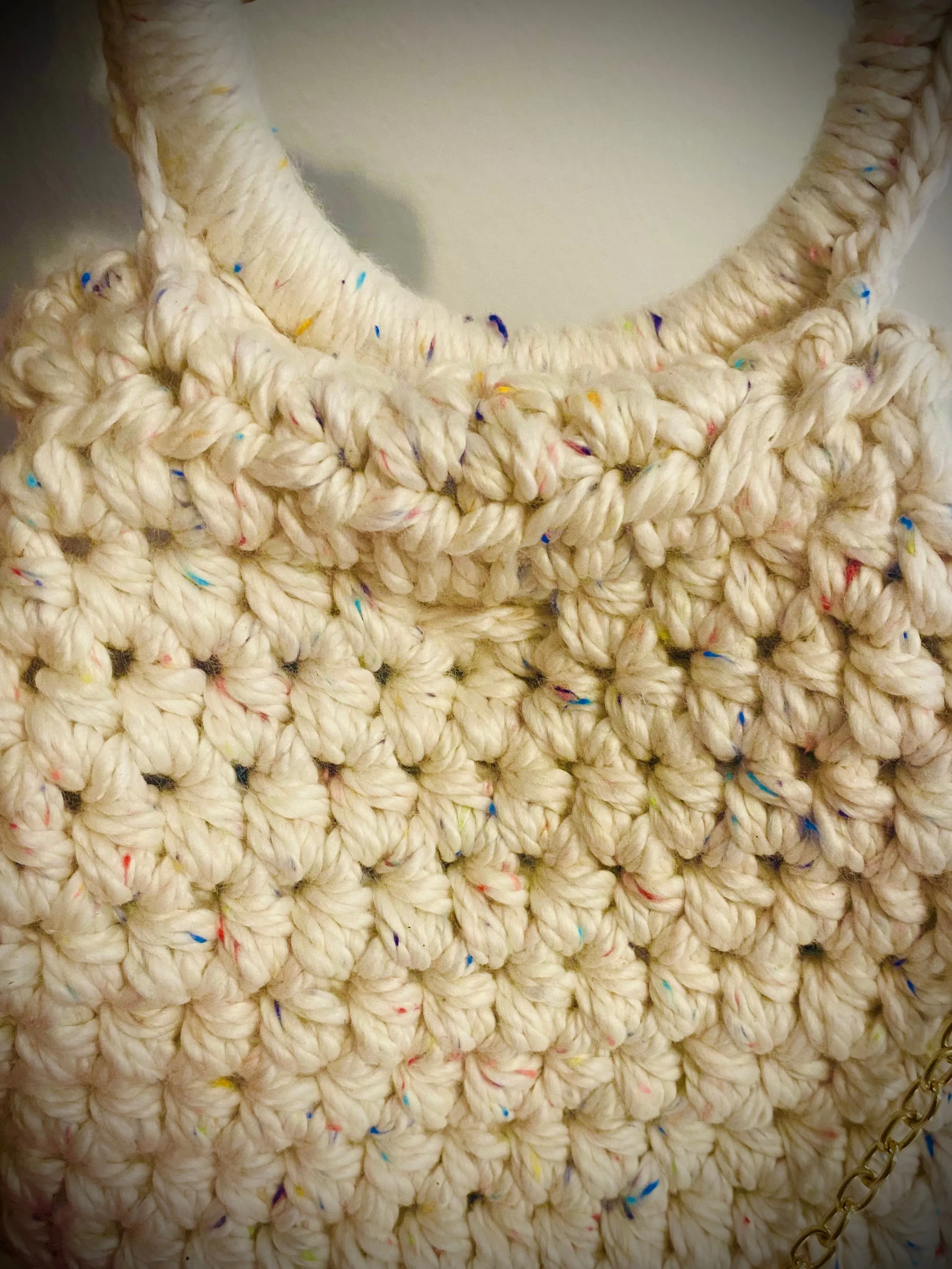 Bucket Mini Crossbody tote bag, Confetti, Kreations by V Luxury Crochet Handbag