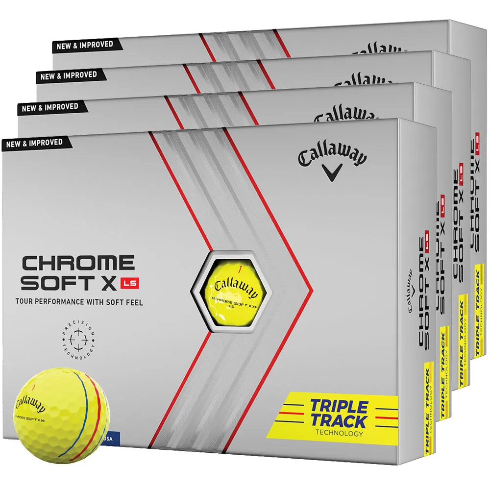 Callaway Chrome Soft X LS Triple Track Golf Balls - Yellow - 4 for 3 (48 Pack)