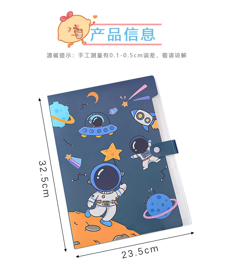 Cartoon Astronaut 6-Grid File Folder A4