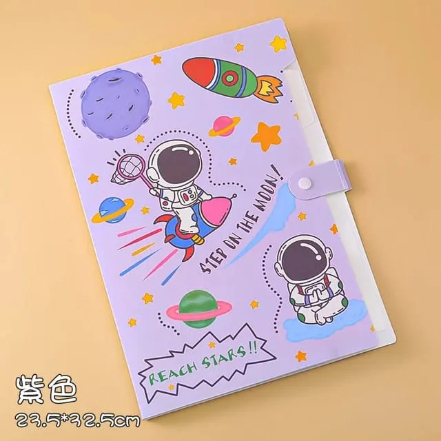 Cartoon Astronaut 6-Grid File Folder A4