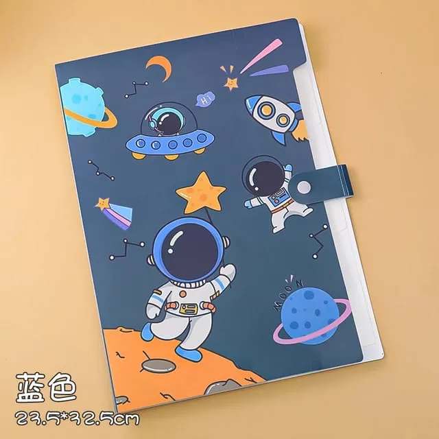 Cartoon Astronaut 6-Grid File Folder A4