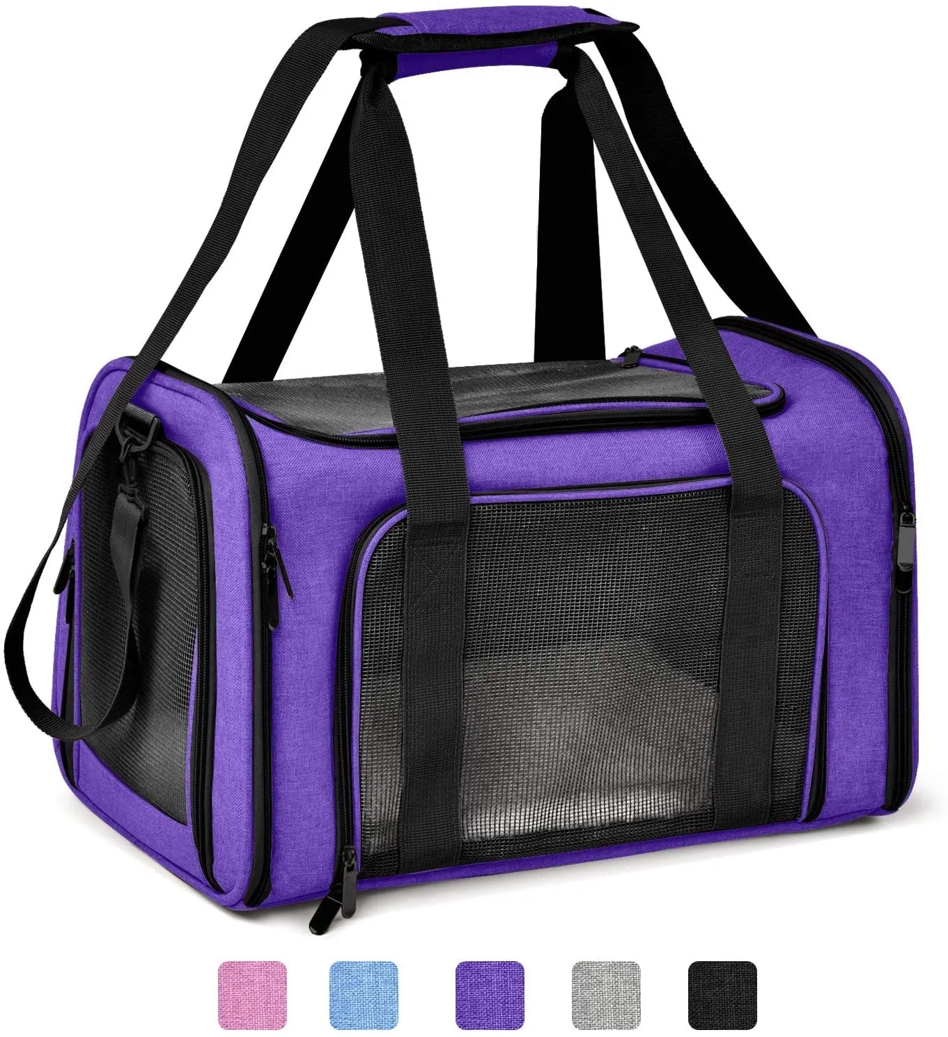 Cat Carriers Dog Carrier Pet for Small Medium Cats Dogs Puppies up to 15 Lbs, TSA Airline Approved Soft Sided, Collapsible Travel Puppy - Black